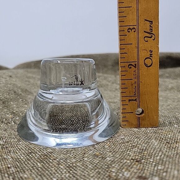 Vintage IKEA Clear Glass 2 Way Candle Holders Lot 2 K&M Hagberg With Sticker 2" - Picture 7 of 7